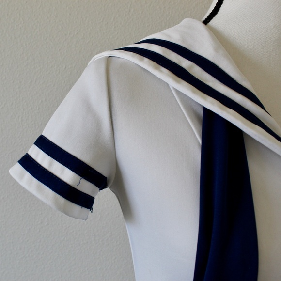 Vintage White & Navy Blue Sailor Dress - Picture 6 of 12